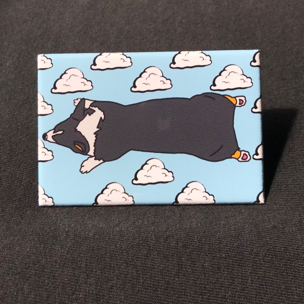 Tricolor Welsh Corgi Dog Clouds Magnet Handmade Pet Portrait Art Decor Gifts - Picture 4 of 7